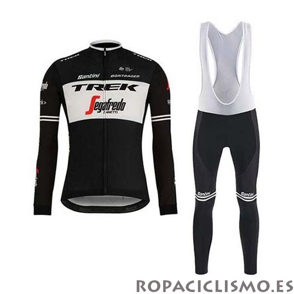 2020 Maillot Trek Segafredo Tirantes Mangas Largas Negro Blanco